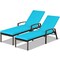 Costway 2PCS Patio Rattan Lounge Chair Chaise Recliner Back Adjustable Cushion